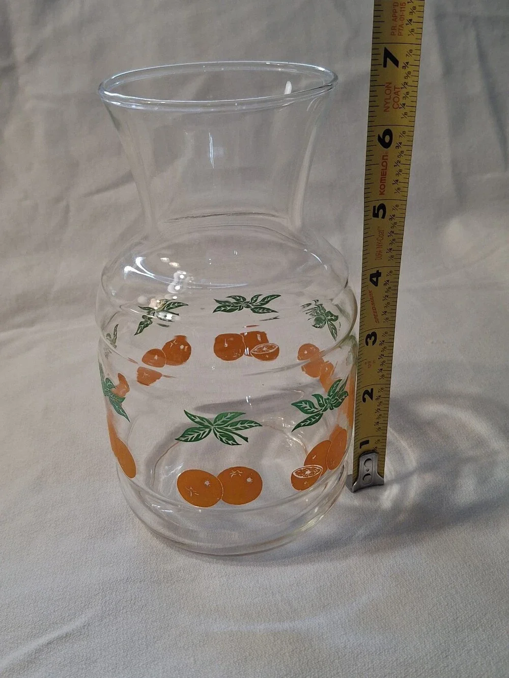 Vintage Anchor Hocking Orange Juice Clear Glass Carafe Jar No Lid